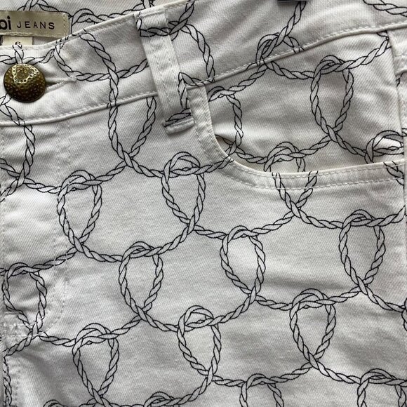 CAbi #761 Nautical Rope Print Bootlet Denim Cropped Pants Size 6 - Picture 5 of 12